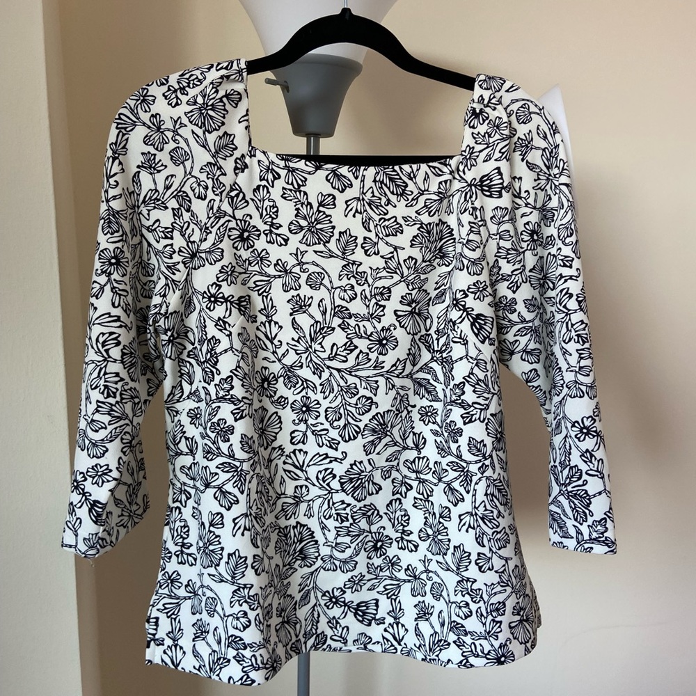 Square Neck Floral Blouse